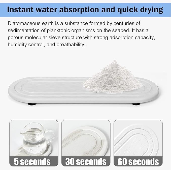 2PCS Water Absorbing Stone Tray, Fast Drying Diatomite Stone Sink Tray - Image 4