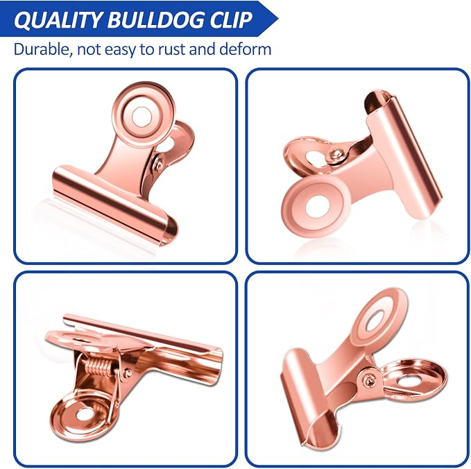 30 Pack Small Rose Gold Bull Clips, 1.22 Inch Mini Metal Hinge Clips - Image 4