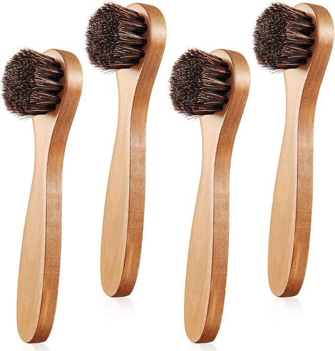 4 Pcs Horsehair Shine Shoes Brush Kit Polish Dauber Applicators Cleaning by ZJoey