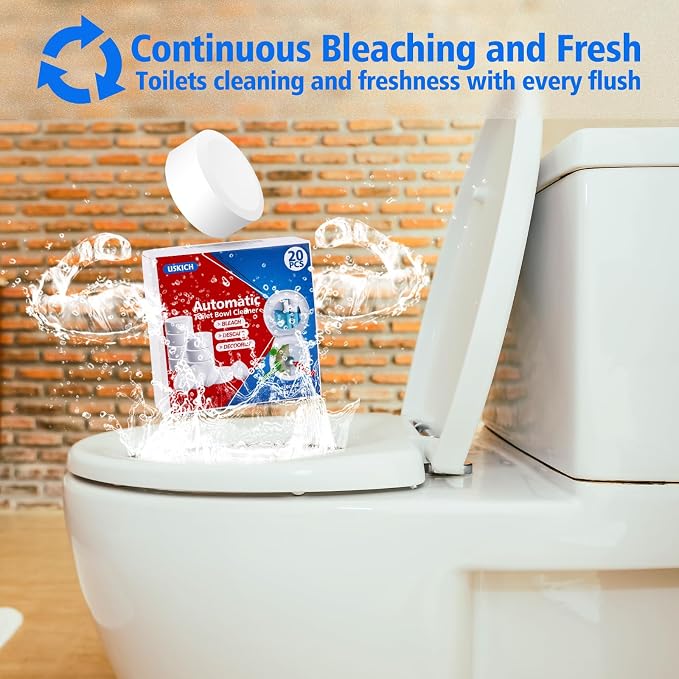 USKICH 20 Pack Toilet Bowl Cleaner Tablets, Long-Lasting Household Toilet - Image 2