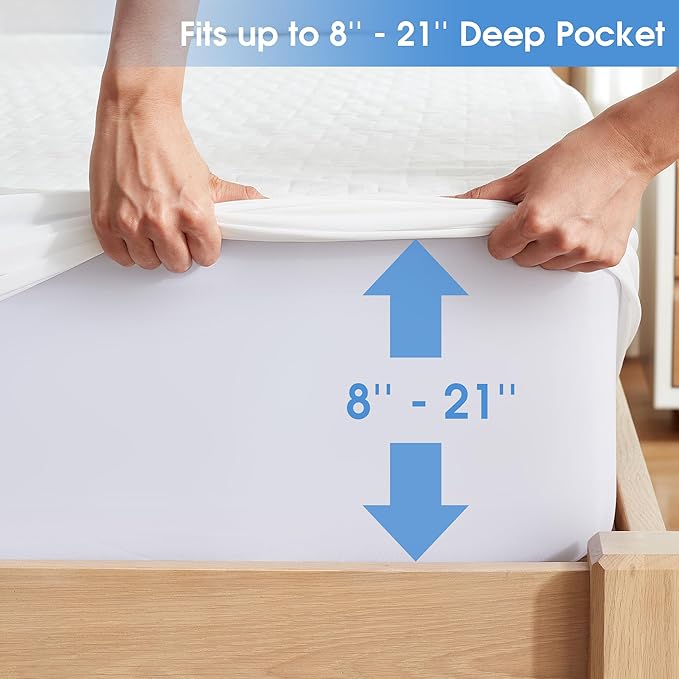 Hanherry 100% Waterproof Mattress Protector Queen Size, Mattress Cover 3D Air - Image 4