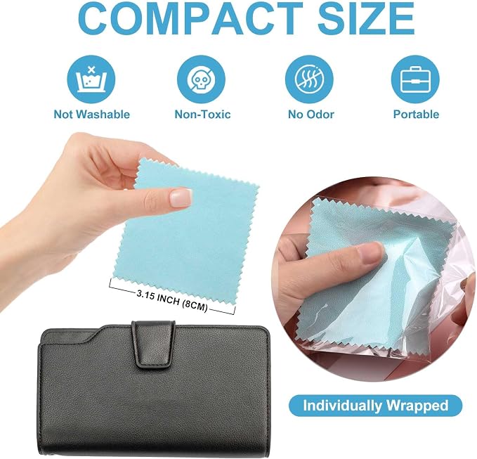 SEVENWELL 50pcs Jewelry Cleaning Cloth Mediumturquoise Polishing Cloth - Image 2