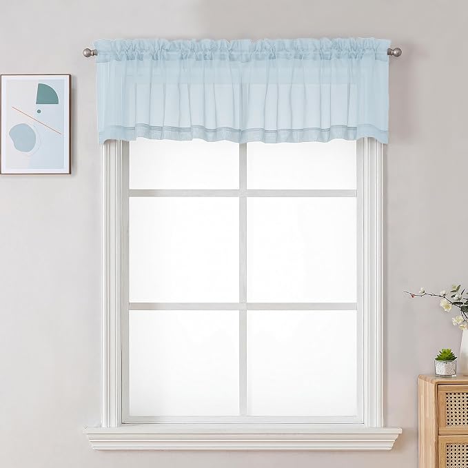 Chyhomenyc Sheer Valances for Windows 2 Pack, Small Window Curtains for Living by Chyhomenyc