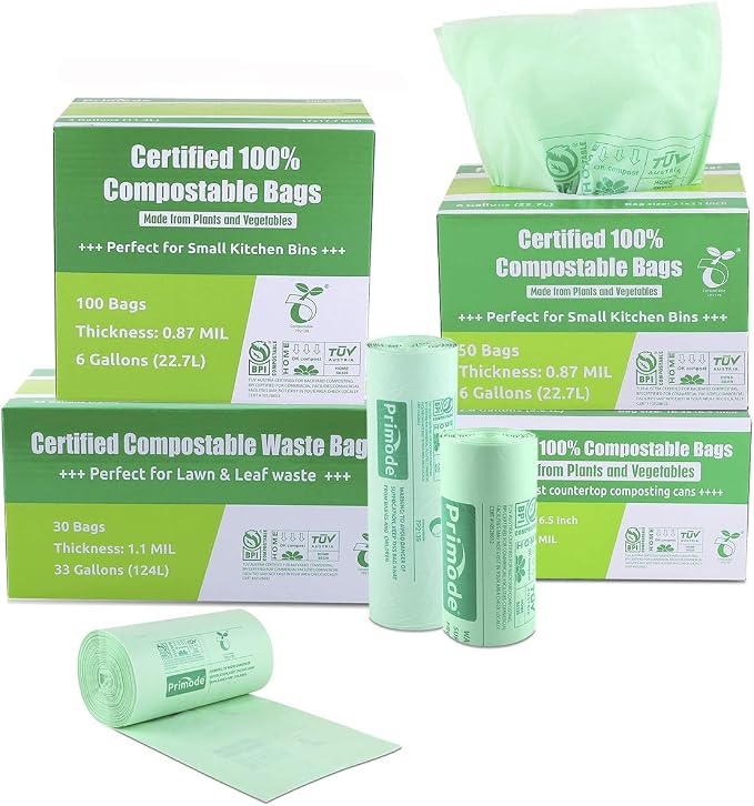 Primode Compostable Bags 6 Gallon Food Scraps Yard Waste Bags, Extra Thick 0.87 - Image 5