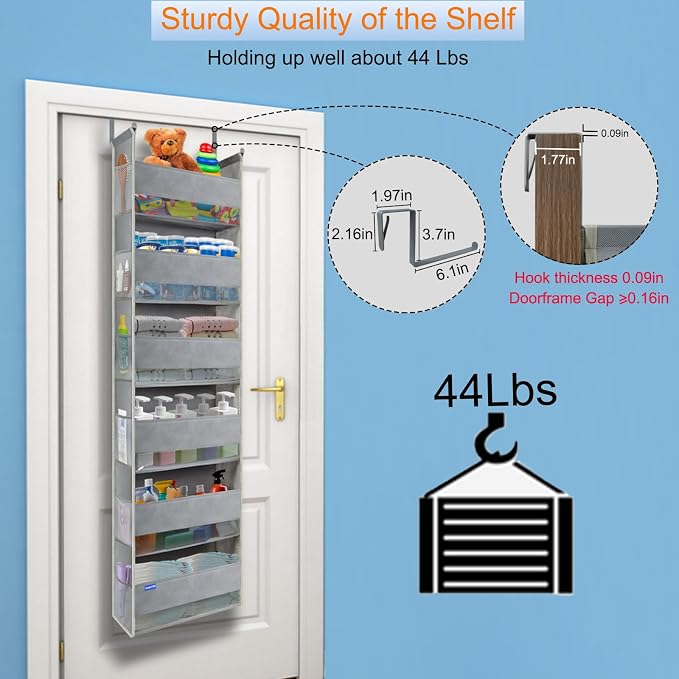 Extra Large Over The Door Organizer Storage 6-Shelves and 12 Side Pockets - Image 5