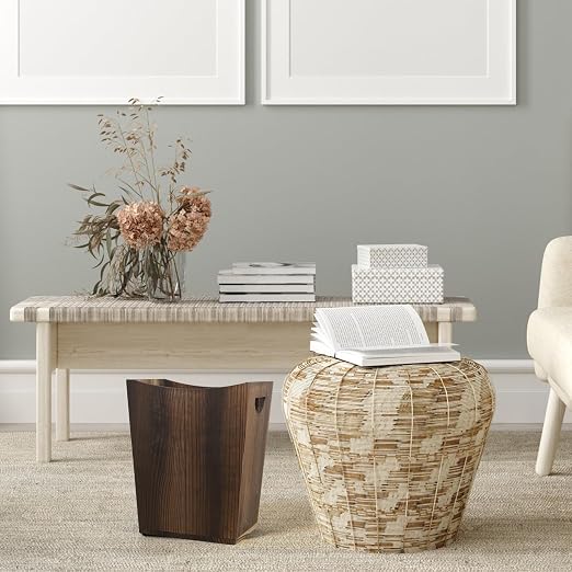 SEHERTIWY Wood Trash Can, Farmhouse Wastebasket Bin - Image 7