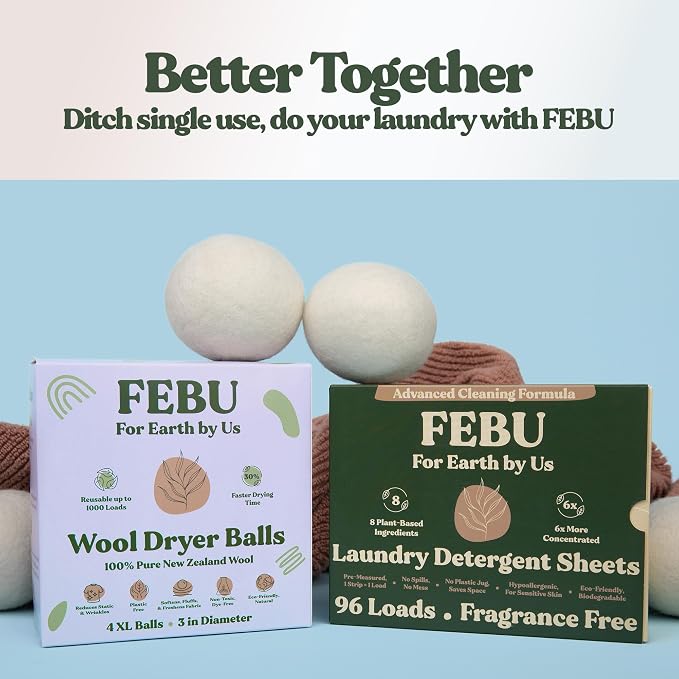 FEBU Wool Dryer Balls, XL | 100% New Zealand Wool | Natural, Reusable Fabric - Image 10