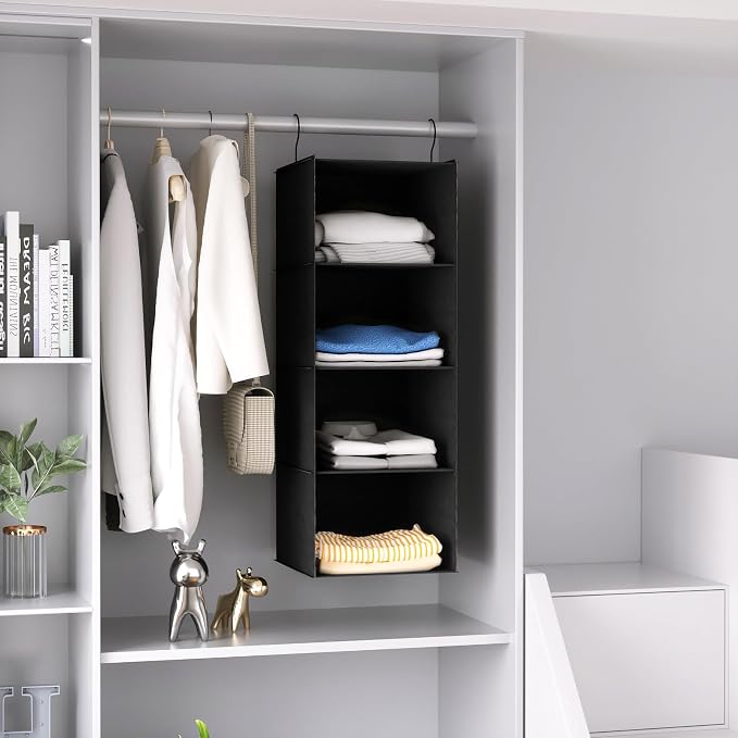 Hanging Closet Organizer, Easy Mount Foldable 4-Shelf Hanging Closet Wardrobe - Image 8