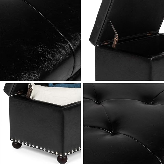 Joveco Leather Storage Ottoman, - Image 5