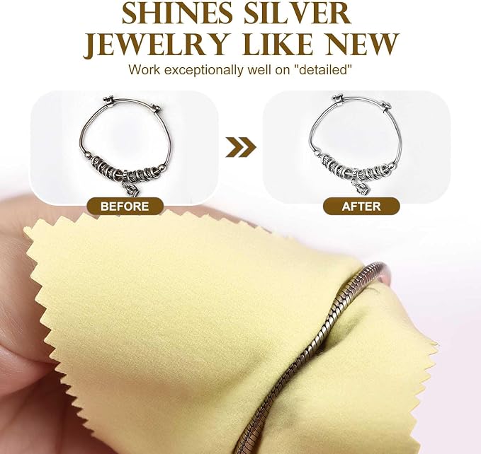 SEVENWELL 50pcs Jewelry Cleaning Cloth Yellow Polishing Cloth - Image 3