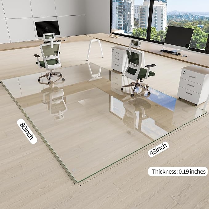 48" x 80" Glass Chair Mat, 1/5" Thick Office Chair Mat - Image 6