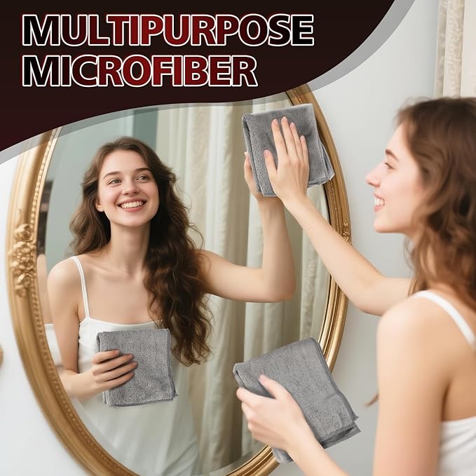 Microfiber Cleaning Cloth 12 Pack, 12.6 x 12.6 inch Microfiber Towels - Image 5