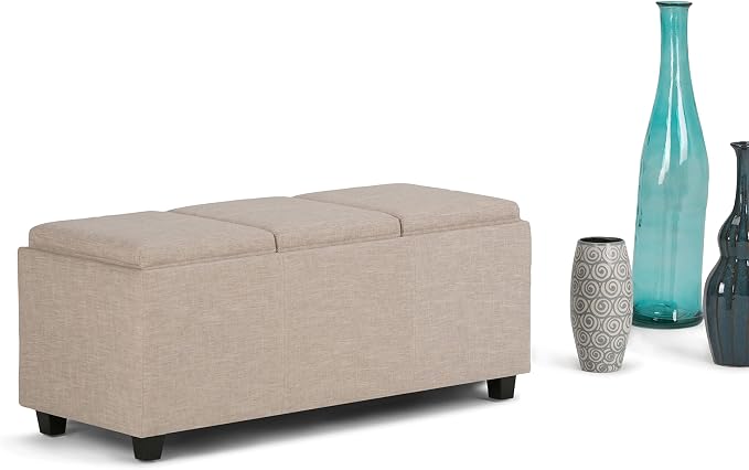 SIMPLIHOME Avalon 42 inch Wide Contemporary Rectangle Storage Ottoman in
