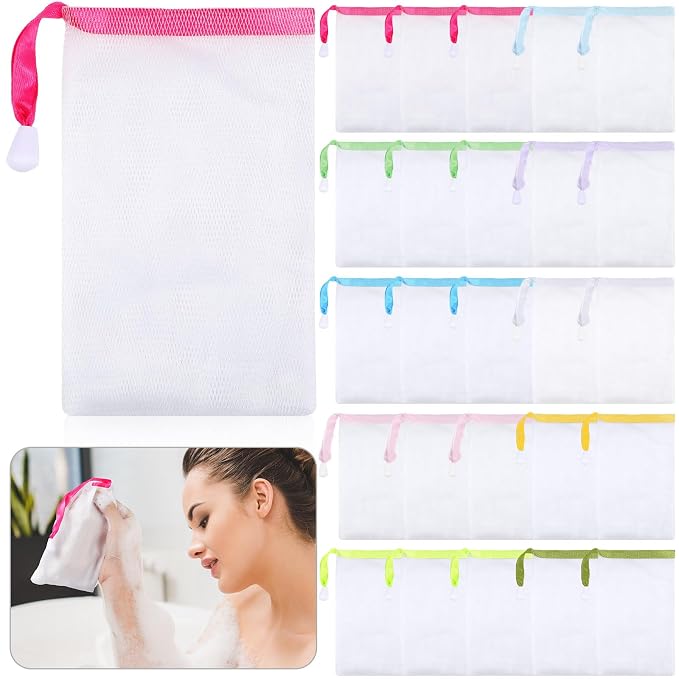 Sunnyray 25 Pcs 10 Colors Soap Bag Soft Handmade Soap Bubble Mesh Bags by Sunnyray