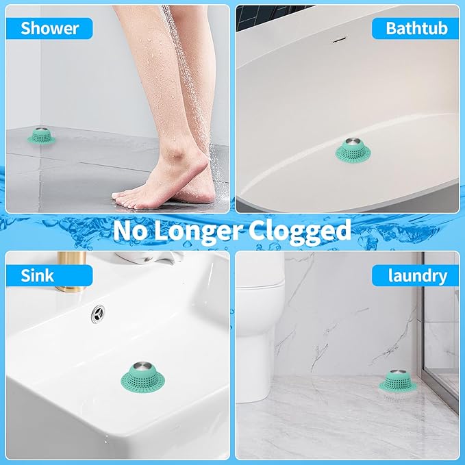 Shower Drain Hair Catcher, Bathtub Drain Cover Foldable Silicone Shower & Tub - Image 2