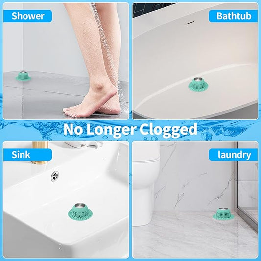 Shower Drain Hair Catcher, Bathtub Drain Cover Foldable Silicone Shower & Tub - Image 2