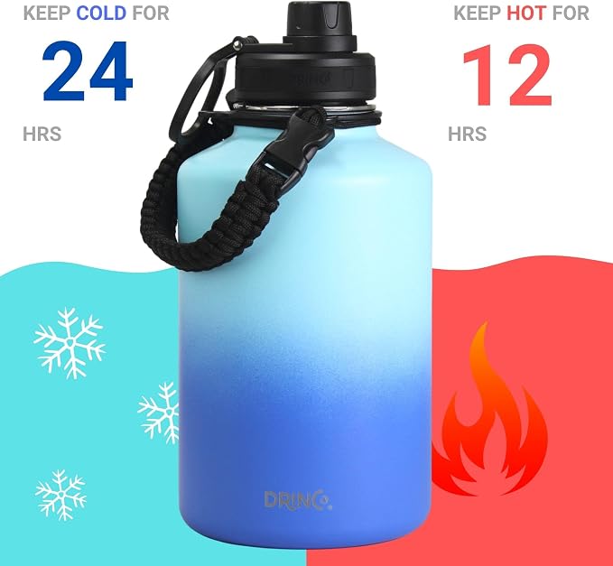 DRINCO Stainless Steel Water Bottle Spout Lid Vacuum Insulated Double Wall - Image 4
