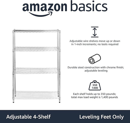 Amazon Basics 4-Shelf Adjustable Heavy Duty Steel Wire Rack Storage Shelving - Image 2