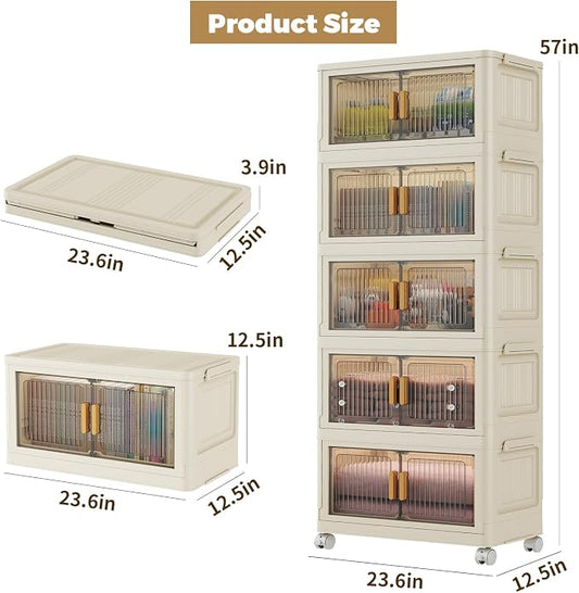 5 Tier Stackable Plastic Storage Bins - Image 2
