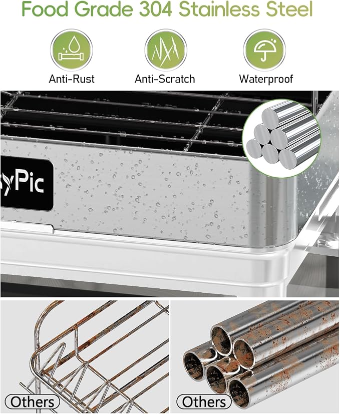 2 Tier Dish Drying Rack, Thicker Premium 304 Stainless Steel Dish Racks - Image 2