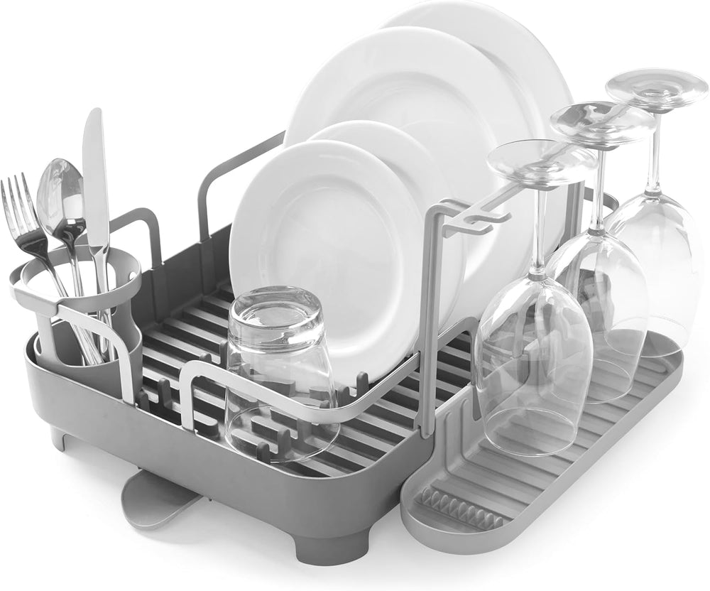 Umbra Holster Dish Rack– Molded Plastic Dish Drying Rack with Drainage Spout,...