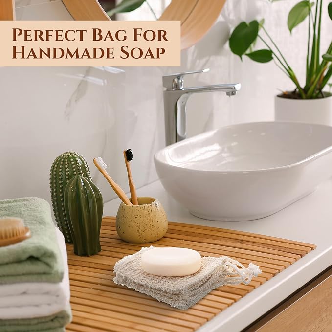 Rtteri 200 Pcs Soap Exfoliating Bag, Natural Sisal Soap Pouch Saver Body Shower - Image 5