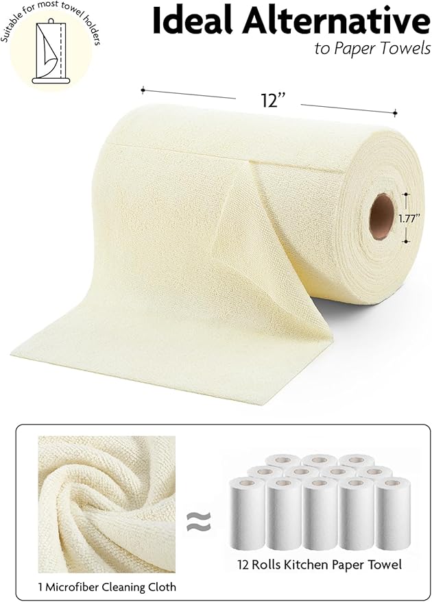 Fantasticlean Microfiber Cleaning Cloth Roll -75 Pack, Tear Away Microfiber - Image 6