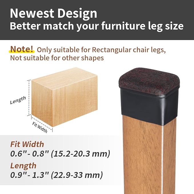 Ezprotekt 24 Pcs Rectangle Felt Chair Leg Floor Protectors - Image 2