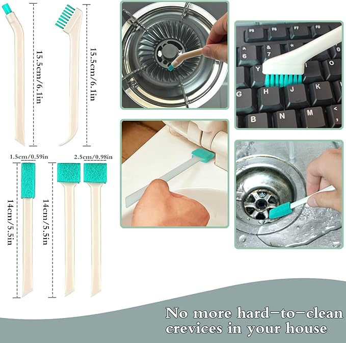 9 Pcs Small Household Cleaning Brushes by ELEMGULY, Deep Detail Crevice Brush - Image 3