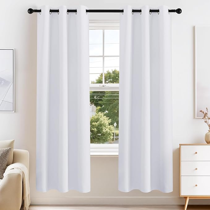 PONY DANCE Pure White Blackout Curtains by PONYDANCE