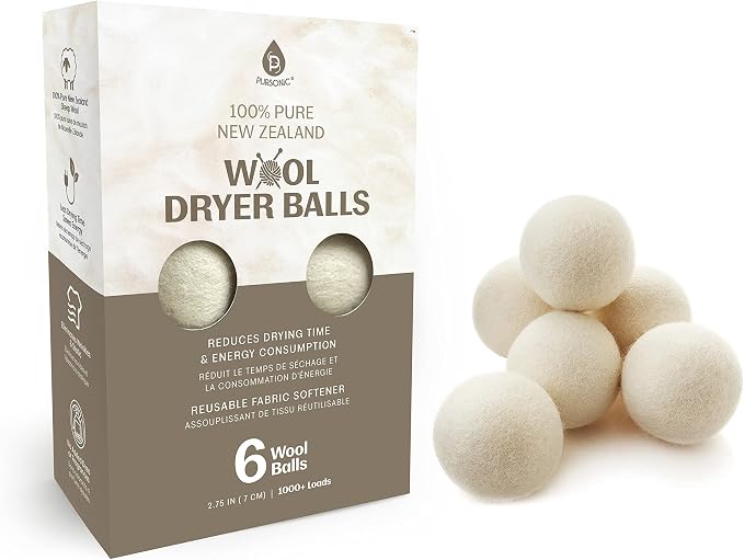 Pursonic Laundry Wool Dryer Balls – Reusable Dryer Balls Made from 100% Pure by Pursonic