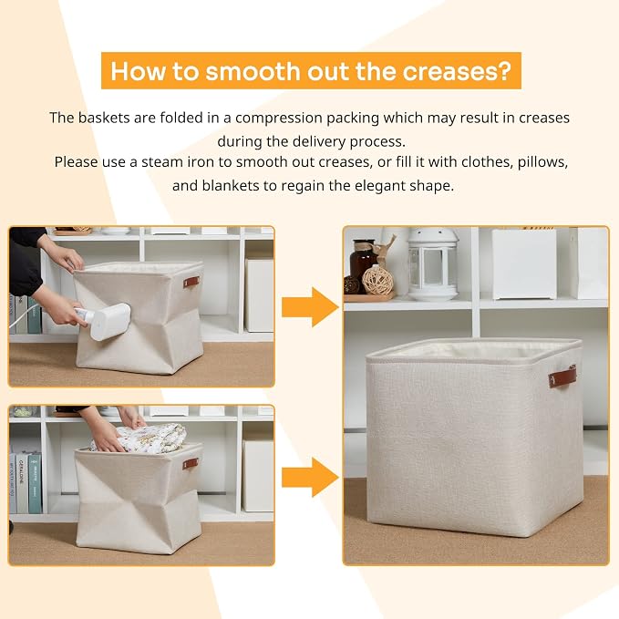DULLEMELO Storage Bins, 4 Pack Of 13x13x13 Decorative Storage Cube Bins Suit - Image 5
