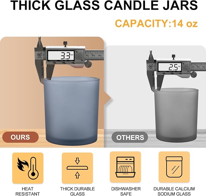 14 OZ Thick Candle Jars for Making Candles 12 Pcs, 3 Wick Empty Jars - Image 2