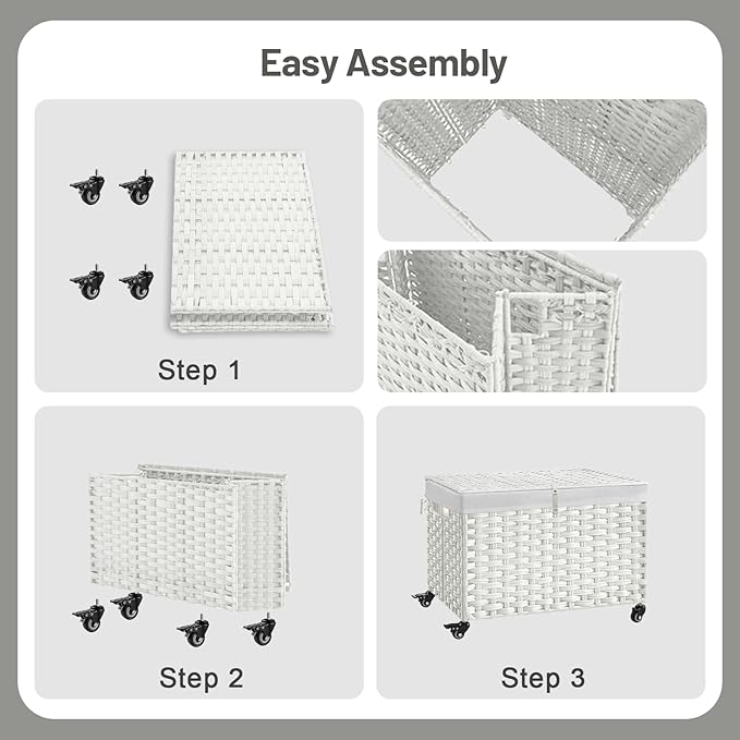 Rolling Storage Basket with Lid, 47.6 Gallon Storage Bin with Wheels, Woven - Image 6