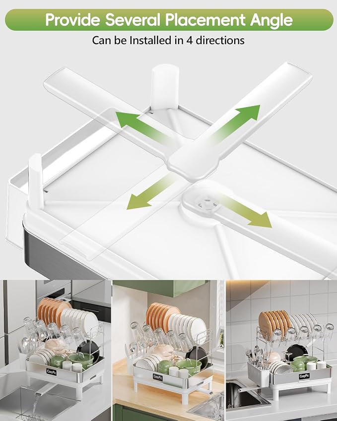 2 Tier Dish Drying Rack, Thicker Premium 304 Stainless Steel Dish Racks - Image 4