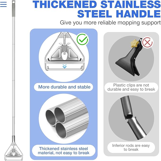 Commercial Mop Handle Heavy Duty, Industrial Metal Mop Stick Replacement - Image 3