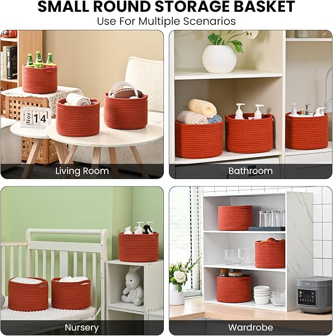 Small Storage Baskets for Organizing, Organizer Bins for Shelves, Small Woven - Image 5