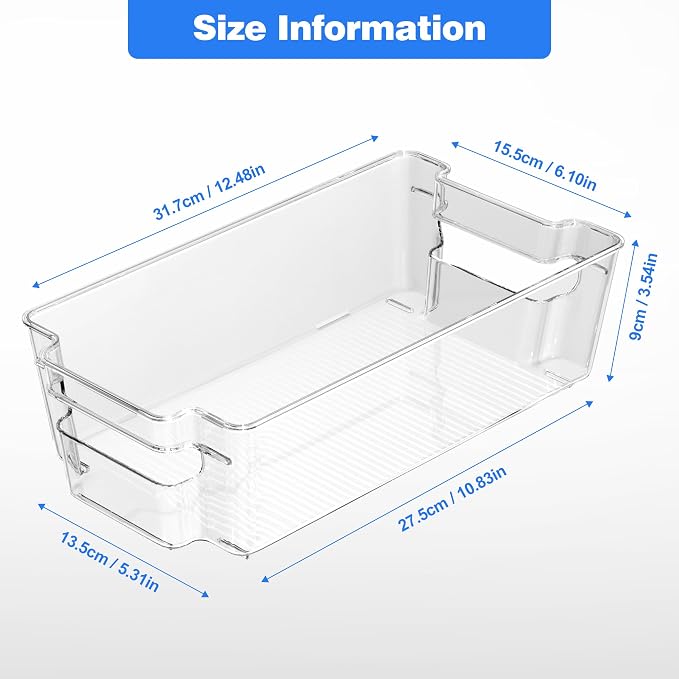 Clear Refrigerator Storage Bins, 8-Piece Set, Stackable Kitchen Organizer - Image 2