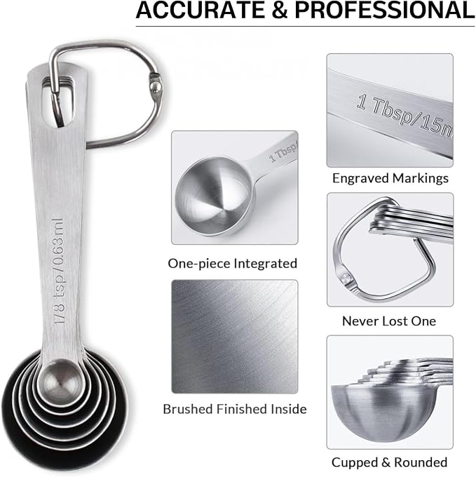11PCS Measuring Spoons Set Stainless 1 tbsp, 1/2 tbsp, and 1-1/16tsp Steel - Image 6