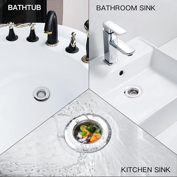 4 Pack Heavy Duty Stainless Steel Kitchen Sink Drain Strainer, Bathroom Hair - Image 3