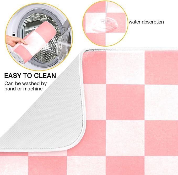 Buffalo Plaid Pink Dish Drying Mat - Image 2
