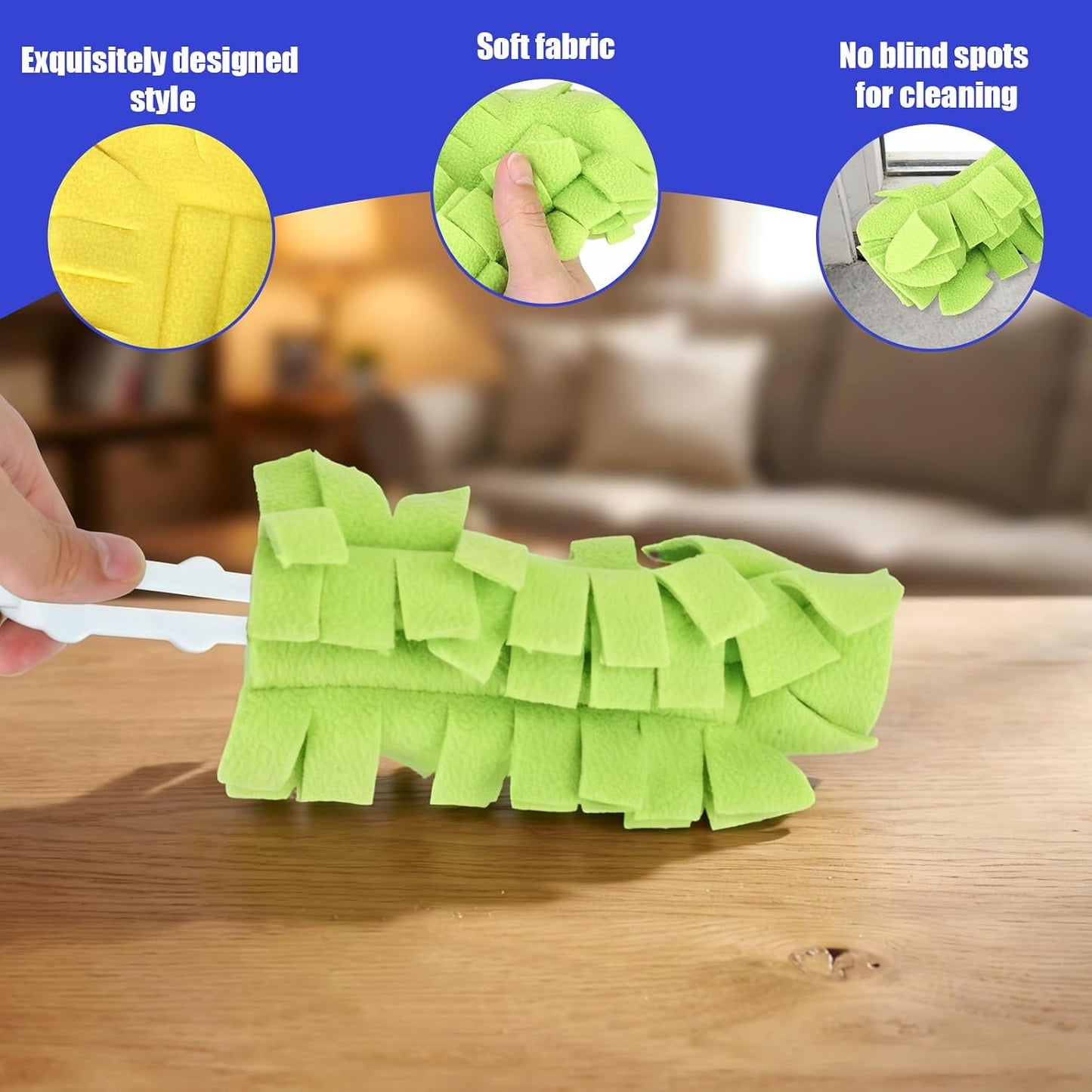 4pcs Reusable Duster Refills, 4 Color 360° Washable Heavy Duty Fleece Dusting Pads Cleaning Pads Replacement Accessories for Ceiling Fan Window Blinds Kitchen Car Interior (Handle Not Included)