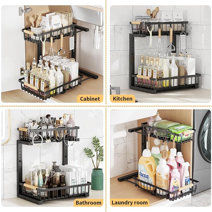 Under Sink Organizer, 2 Tier Under Sink Organizers and Storage, Metal Slide out - Image 5