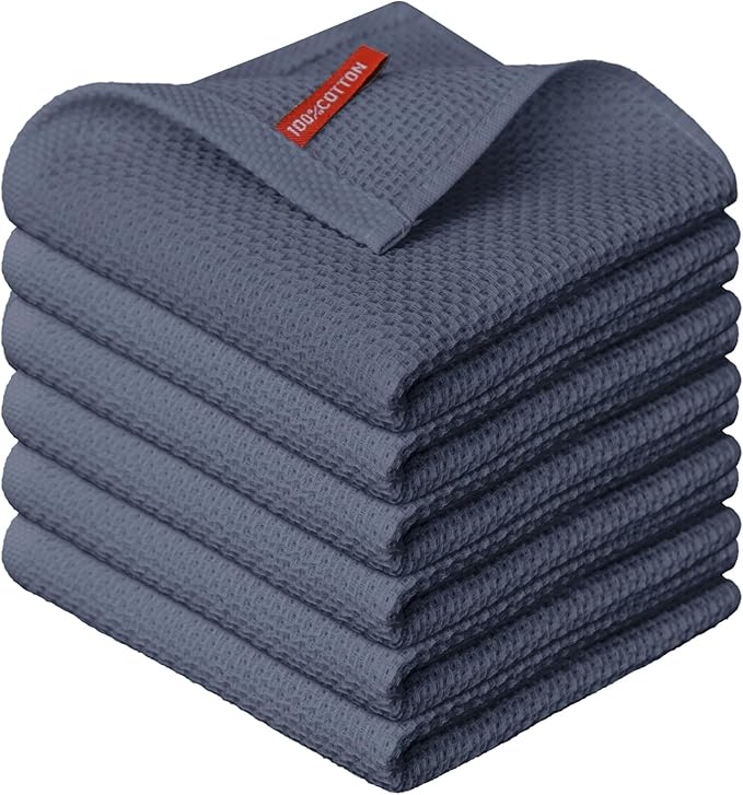 Artoid Mode 100% Cotton Dark Grey Waffle Weave Kitchen Dish Cloths, 12x12 Inch by ArtoidMode