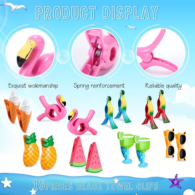 Rtteri 16 Pcs Beach Towel Clips - Image 3