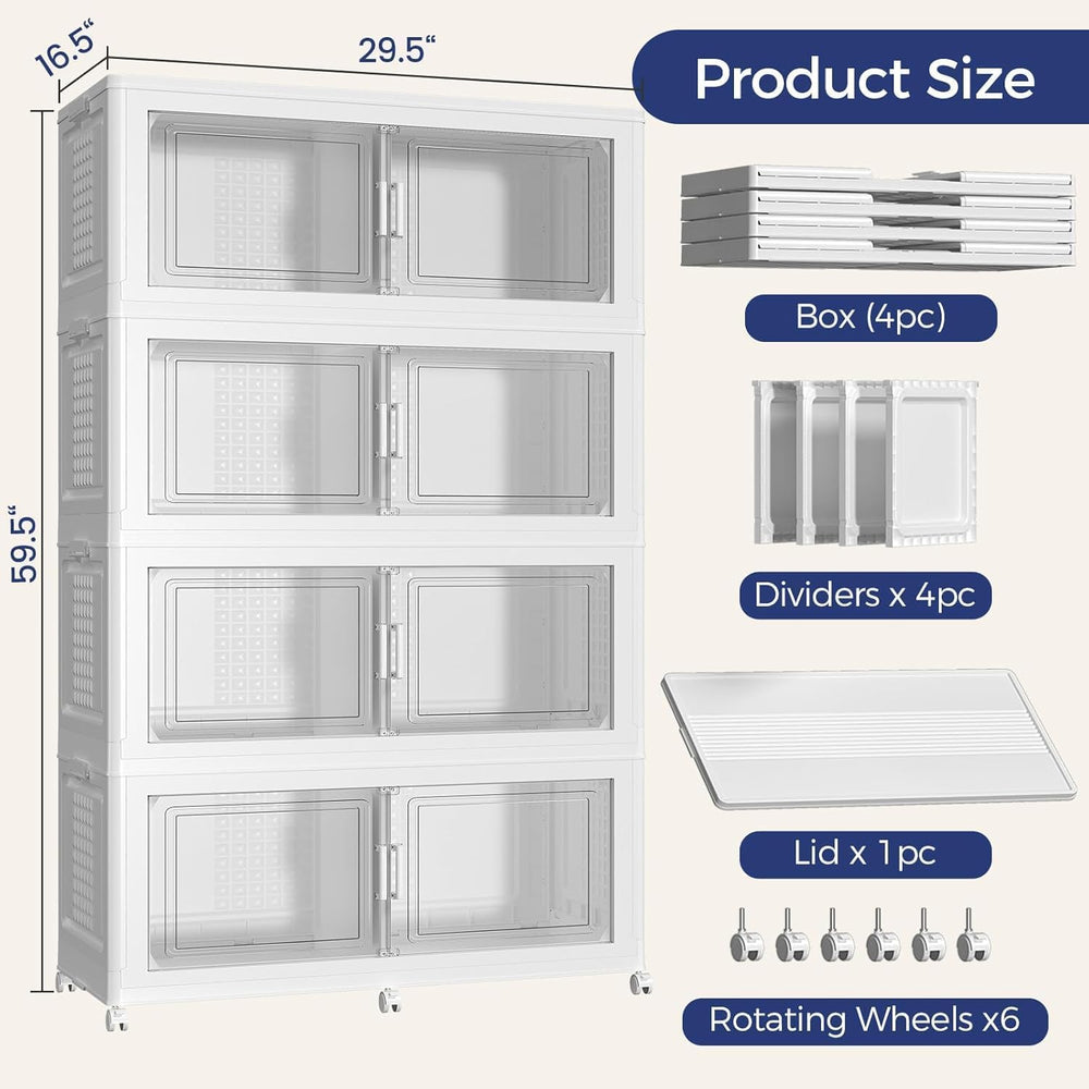 160Gal Stackable Storage Bins with Lid, 640Qt Extra Large Collapsible Storage...