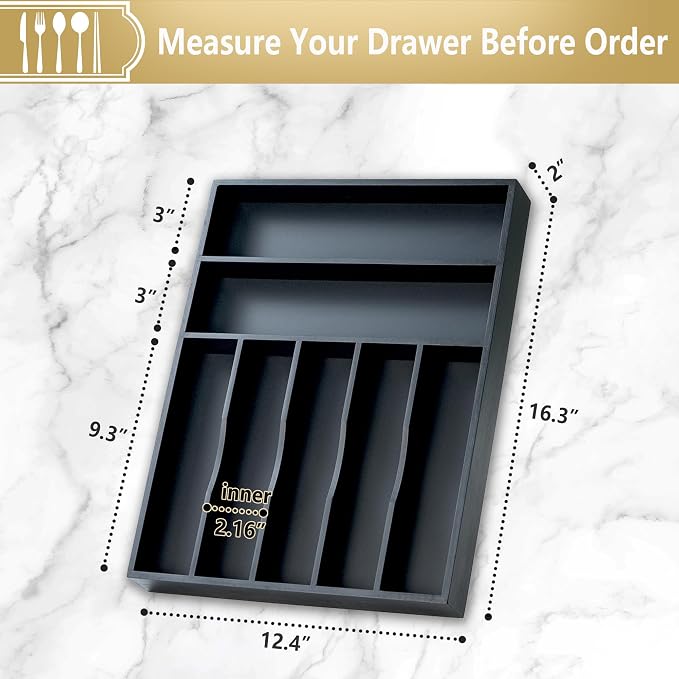 Silverware Organizer, 12.5 Inch Utensil Organizer Kitchen Drawer Organizer - Image 2