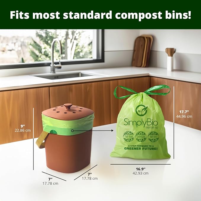 Simply Bio 3 Gallon Compostable Trash Bags Liners Drawstring, Heavy Duty Extra - Image 2