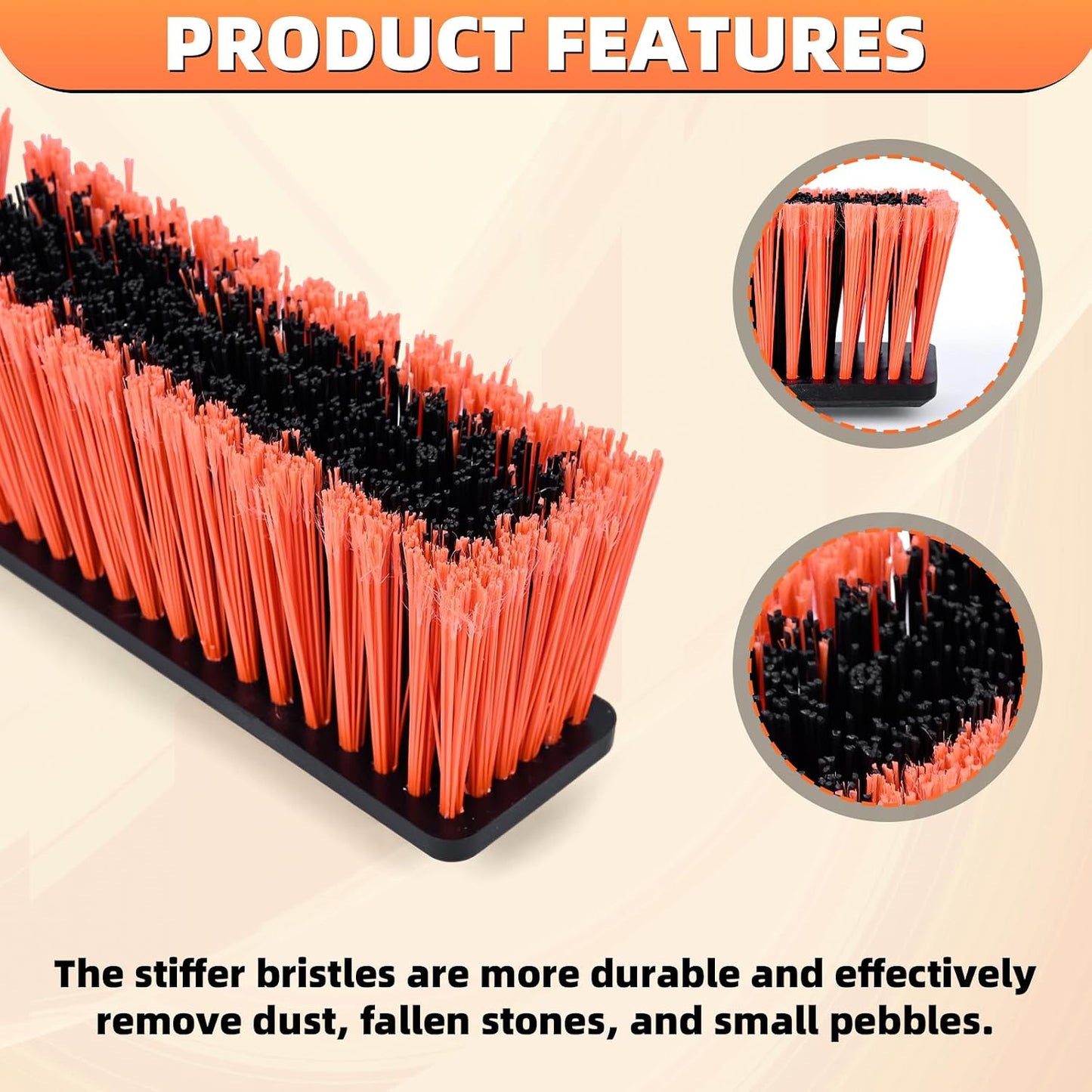 Push Broom, Heavy Duty Outdoor Broom with 55" Long Handle for Cleaning of Patios, Driveways, Garages, Patios, Warehouses and Concrete Floors, 18 Inches
