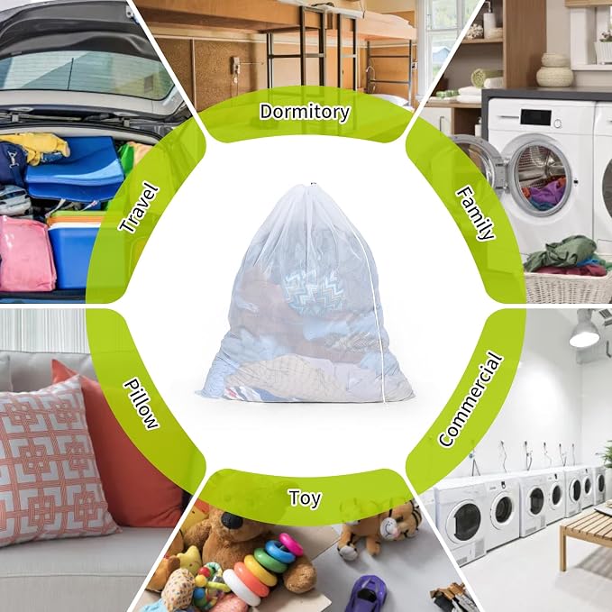 OTraki Large Mesh Laundry Bag 36 x 43 Inch Drawstring Laundry Wash Bags - Image 6